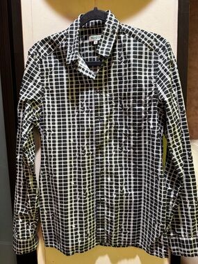 Kenzo Black & White Grid Button-Down Shirt